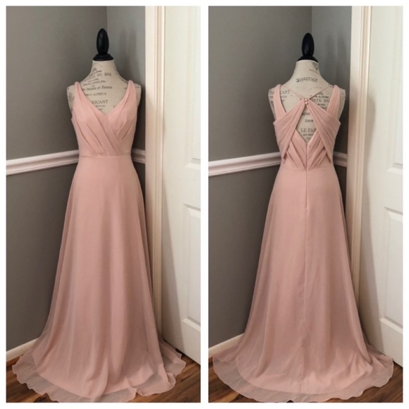 NEW SORELLA VITA SZ 10 BLUSH CHIFFON FORMAL MAXI EVENING GOWN - Picture 1 of 4